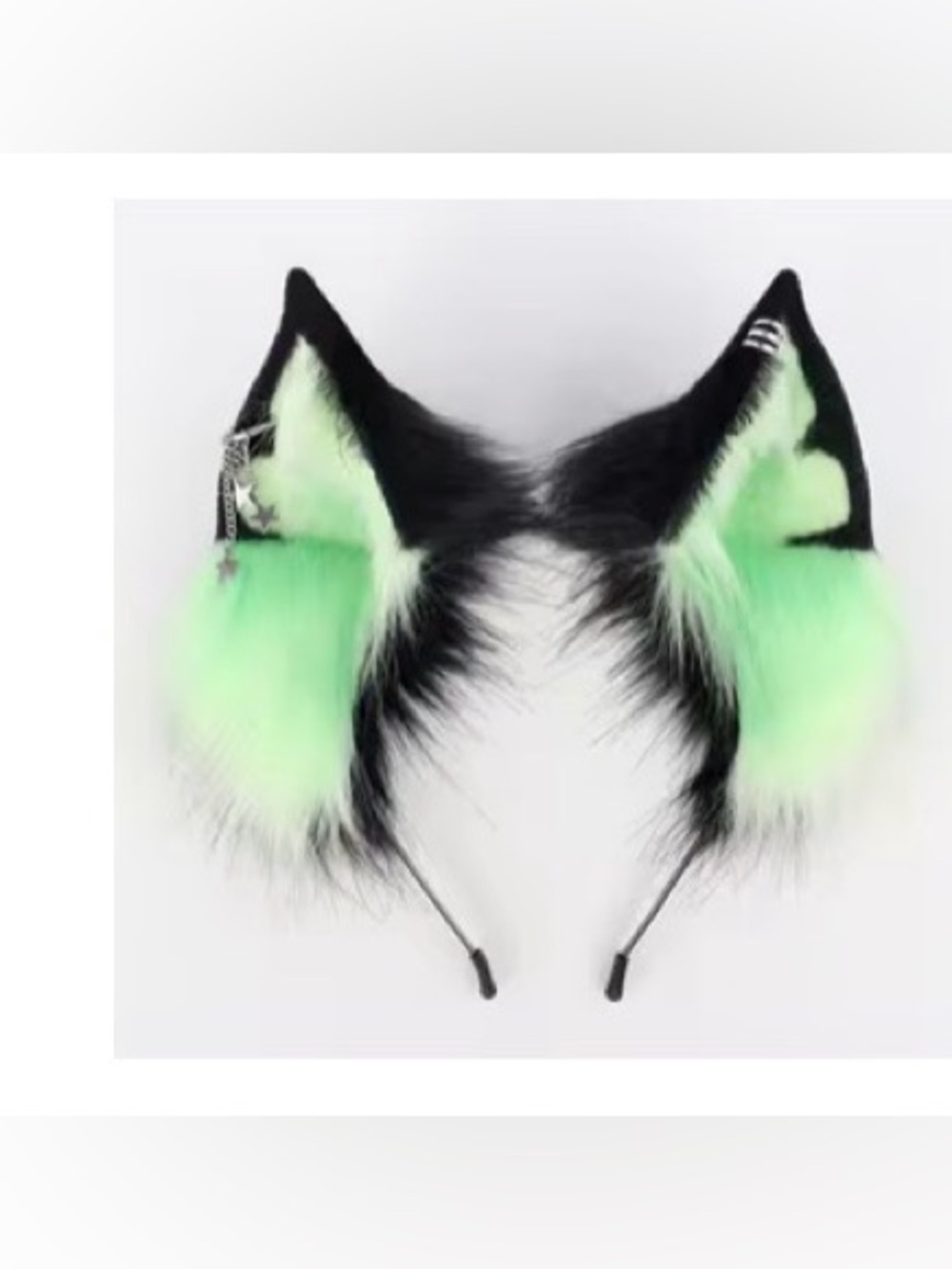 Cute Faux Fox Punk Headband Faux Fur Ears Green & Black